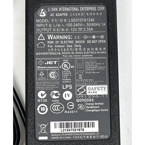 AC Adapter POWER SUPPLY for First Data FD100Ti FD50Ti MODEL LSE0207A1240 EUC - Picture 3 of 3
